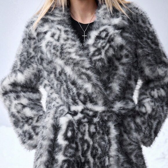 Multicolor Casual Women's soft Leopard Print Faux Fur Coat - Picture 6 of 12